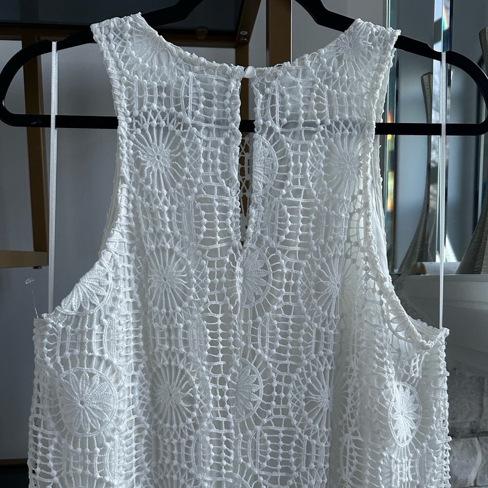 Chelsea 28 Asymmetrical White Embroidered Lace Dress - Picture 5 of 7